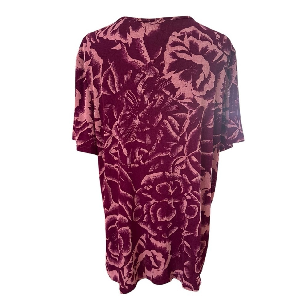 Jaclyn Smith Women's XL Magenta Rose Floral Stretchy Curvy Work Casual Blouse - Picture 6 of 6
